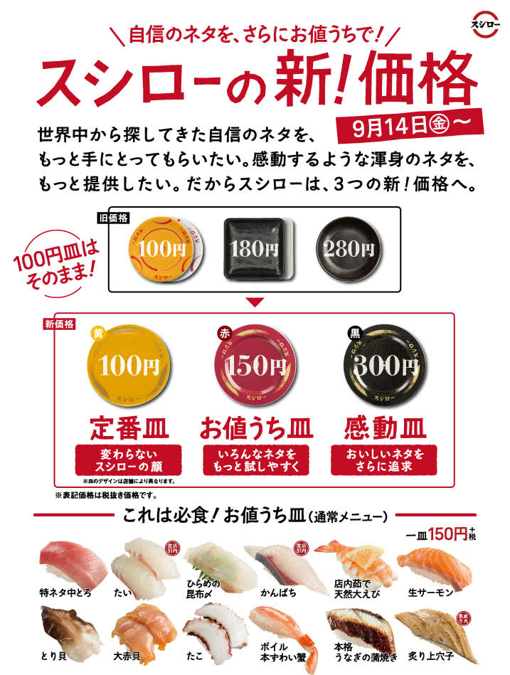 自信のネタを、さらにお値うちで! スシローの新!価格 9/14(金)~